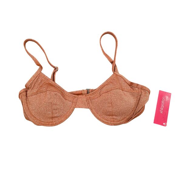 NWT NEW Women's Xhilaration Glitter Rust Colored Underwire Bikini Top | Size S - Picture 1 of 10
